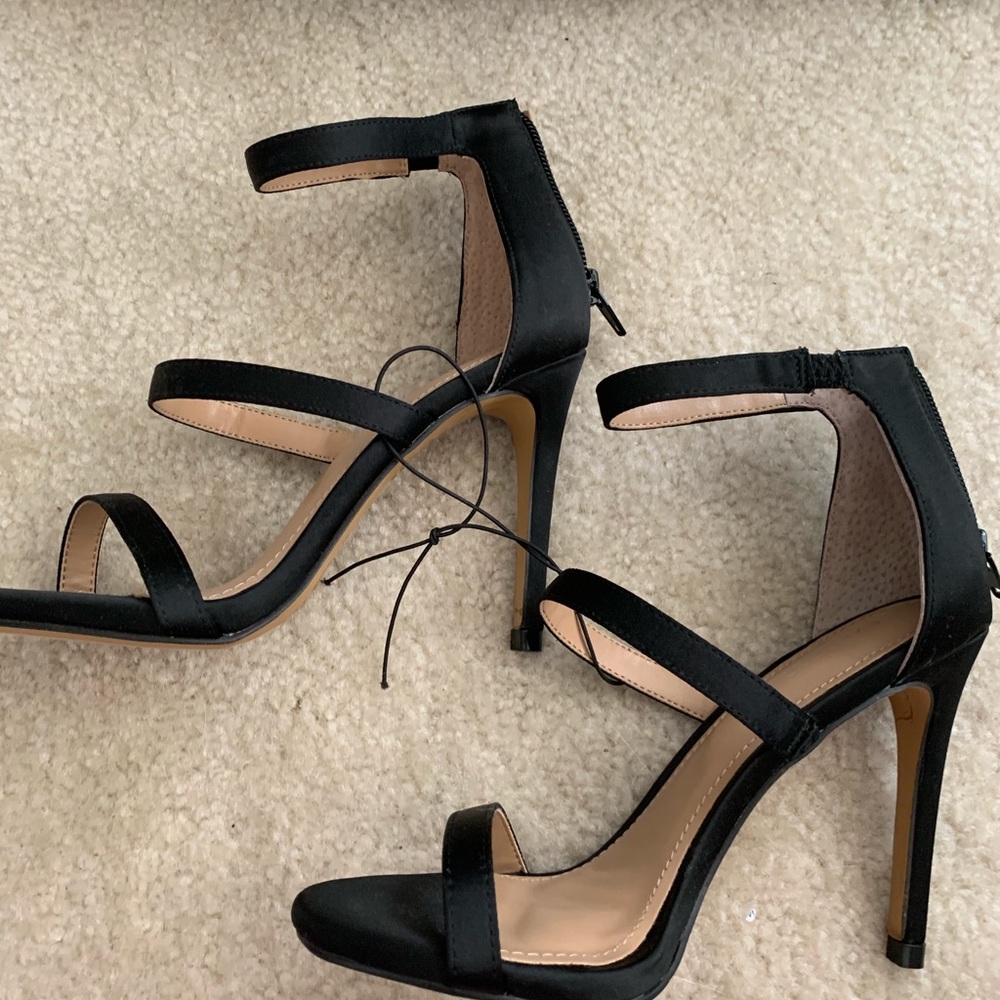 Express black satin heels